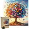Rongxze Puzzle in legno per adulti, 29 x 29 cm, 193 pezzi, farfalla colorata, albero della vita, puzzle irregolare per alleviare lo stress, decorazione da parete, regalo