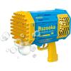SHOP-STORY Bazooka - Pistola a bolle LED, 69 uscite, blu e giallo, batteria ricaricabile, effetti luminosi multicolori, per bambini, giochi all'aperto