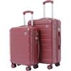 WHYGO Set Valigie - Trolley Bagaglio a Mano 55x40x20 + da Stiva 65x45x24 - Ruote 360º - Scocca Rigida, Antiurto e Antigraffio - Compatibile con Ryanair ed EasyJet (DARK RED, VA6545)
