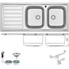 Fhuller ID1162ILBC ● Lavello FHULLER Incasso Cucina IDEA 116Xx50 2 Vasche a Destra e Gocciolatoio Sinistra, Spessore Acciaio 7/10 Vasche Profonde H 18 Realizzato in Acciaio Inox Spazzolato Made in Italy