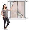 Flei, zanzariera magnetica per porta scorrevole, con chiusura automatica e sistema di ventilazione, per soggiorno/patio., Marrone, 75x115cm(WxH)