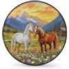 peiyeety Copriruota di scorta con motivo a fiori di cavallo bianco e marrone - Copriruota universali impermeabili e antipolvere per rimorchi, camper, SUV, camion, camper_15 pollici