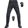 SHAIYOU Pantaloni Protettivi Motociclista Pantaloni da Motociclista da uomo Traspiranti e Resistenti All'usura, con 2 paia di Protezioni per Fianchi e Ginocchia Rimovibili (Blue,XL)