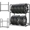 Eulenke 1 scaffale per Pneumatic,117 x 46 x 107 cm,scaffale per 8 Pneumatici, Supporto per Pneumatici 2 Strati Regolabile in Altezza, stoccaggio capacità di carico 180 kg,con Copertura Protettiva