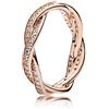 PANDORA Timeless Anello intrecciato in oro rosa 14 carati con zirconi cubici trasparenti, 58