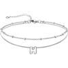 U7 Bracciale Cavigliera Donna con Ciondolo Iniziale H Personalizzato in Acciaio Inossidabile, Cavigliera Doppio Strato con Lettera A colore Argento, Gioielli per Estiva e Vacanze