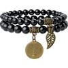 Farfume Bracciali Chakra per le donne - Cristalli Bracciale Donne Pietre Naturali Yoga Reiki- Un set di bracciali doppi(Tormalina nera (pulizia energetica) Grande)