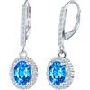 CONILOK Orecchini Pendenti da Donna con Zirconi- Orecchini Aureola Ovale in Argento 925 Ipoallergenico, Orecchini a Ciondolo Blu Mare Moda e Scintillanti, Gioielli Eleganti da Regalo per Lei