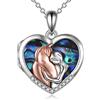 YFN - Collana con ciondolo a forma di cuore con motivo ragazza che abbraccia un cavallo, in argento Sterling 925, idea regalo per donne e ragazze