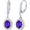 CONILOK Orecchini Pendenti da Donna con Zirconi- Orecchini Aureola Ovale in Argento 925 Ipoallergenico, Orecchini a Ciondolo Viola Moda e Scintillanti, Gioielli Eleganti da Regalo per Lei
