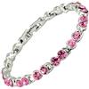 Rizilia Taglio Rotondo Simulata Zaffiro Rosa CZ 18K Placcato Oro Bracciale Tennis, [18cm/7inch]