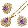 Rizilia Teardrop Parure di Gioielli Pendente con 18 Catena & Perno Orecchini Taglio Pera CZ [Simulata Ametista Viola] in Placcato Oro Giallo, Semplice Ed Elegante Moderno