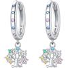 PANPOKI Orecchini a cerchio a forma di cuore e stella, in argento Sterling 925 placcato in oro 14 carati, leggeri orecchini a cerchio con zirconia cubica, gioielli ipoallergenici da donna, confezione