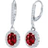 CONILOK Orecchini Pendenti da Donna con Zirconi- Orecchini Aureola Ovale in Argento 925 Ipoallergenico, Orecchini a Ciondolo Rosso Moda e Scintillanti, Gioielli Eleganti da Regalo per Lei