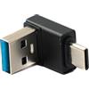 System-S Adattatore USB 3.0 tipo A maschio a 3.1 C unidirezionale angolo up cavo angolare 10 Gbps 100 W