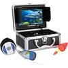 TRPLFGHZ Fotocamera da pesca, Telecamera subacquea for la pesca 20M 1000tvl Kit videocamera for 12 luci LED con monitor a colori da 7 pollici