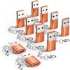 FEMORO Adattatore da USB a USB C con portachiavi, 10 pezzi, trasferimento dati 5 Gbps e ricarica da 66 W USB-C femmina a USB-A 3.0 maschio, convertitore USBC-C tipo C OTG per iPhone 16/15, iPad, telefoni
