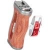 Buxuaaaa Gabbia per fotocamera con manico in legno aggiornato con montaggio a filettatura da 1/4 Slider mobile ergonomico per accessori per fotocamere DSLR Base a sgancio rapido