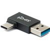 System-S Adattatore USB 3.0 tipo A maschio a 3.1 C maschio unidirezionale angolo right cavo angolare 10 Gbps 100 W