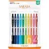 Zebra Pen Zebra JJS15-10C-N - Penna a sfera con clip Sarasa da 0,4 mm, 10 colori, motivo zebrato