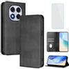 OUEAYIEN Cover per POCO X7/Redmi Note 14 Pro+ 5G/Note 14 Pro 5G Custodia a Libro con Vetro Temperato Blocco RFID Pelle Portafoglio Porta Carte Vintage Flip Custodia per Redmi Note14 Pro Plus Nero