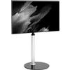 AOKCOS Supporto TV da Pavimento per 32-65 Pollici, Design con Rete in Alluminio, Porta TV con Base in Vetrocon e funzione di inclinazione, Girevole, Carico 40 kg VESA 100x100-400x400mm (argento)