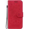 ShuiSu Custodia a portafoglio in pelle vegana per Xiaomi Redmi Note 7, custodia protettiva a portafoglio con bellissimo fiore doppia chiusura magnetica, funzione cavalletto e tasche per carte (TG2