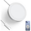Minthouz Caricabatterie wireless per iPhone 17/16/15/14/13 Serie, pad di ricarica wireless magnetico per Samsung, Mag-Safe caricatore per Airpods e dispositivi abilitati Qi (argento, senza adattatore)
