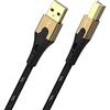 OEHLBACH Primus Cavo USB di tipo B 2.0, ad alta velocità, 480 Mb/s, connettore in metallo altamente flessibile, HPOCC, tripla schermatura, stampante, scanner, amplificatore audio, nero/oro, 1 m