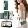 SEHEYA Cover Libro per Honor 90 Lite 5G / Honor X50i 5G Custodia Cordino Tracolla Regolabile in Pelle PU con Cerniera e Slot Schede Chiusura Magnetica Case Portafoglio Donna, Verde