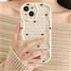 LIRASIRA Compatibile con iPhone 15, Custodia Morbida Silicone Motivo Pois, Cuori, Fiocco, Bordo Onde Cremoso Cover