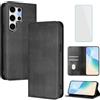 OUEAYIEN Cover per Samsung Galaxy S25 Ultra Custodia a Libro con Vetro Temperato Nr | Blocco RFID,Pelle Portafoglio Case,Porta Carte,Vintage Flip Custodia per Galaxy S 25 25S Ultra Samsung S 25Ultra