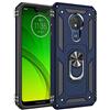 TiHen Custodia Motorola Moto G7 Power, Cover 360° Girevole Ring Armor Bumper TPU Case Magnetica Supporto Smartphone Silicone Custodie con Pellicola Protettiva per Motorola Moto G7 Power,Blu