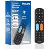 Philips BigEZ OneTouch Big Button telecomando TV universale per anziani, facile da usare, telecomando di ricambio per Samsung, LG, Sony, Vizio, Roku TV, pulsanti retroilluminati, 2 dispositivi, nero