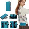 SEHEYA Cover per Oppo A40 4G / Oppo A40M / Oppo A60 5G Custodia a Libro Cerniera Portafoglio in Pelle PU con Cordino Tracolla Regolabile Caso Slot Carte Chiusura Magnetica Cavalletto Case, Blu Acqua