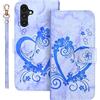 Auslbin Cover per Samsung Galaxy A14 5G 6.6 Pollici 2023 Custodia Libro Protettiva in PU Pelle Portafoglio Cuore Modello per Samsung Galaxy A14 5G (Blu)