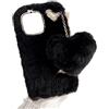 SEHEYA Cover Peloso Cuore per Xiaomi Redmi Note 12 4G Custodia in Peluche Soffici Morbido TPU Bumper Carino Ciondolo di Pompon Fluffy Case Ragazze Donne, Nero