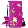 SEHEYA per Motorola Moto G24 / Moto G04 Cover Portafoglio Brillantini Farfalla Gatto Motivo Custodia Libretto PU Pelle Glitter a Libro Donna Flip Case Magnetica Protezione Caso, Magenta