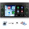 SIXWIN Autoradio pour Ford Focus/Fiesta/C-Max/S-Max/Transit/Galaxy/Mondeo/Connect - Schermo Tattile IPS HD da 7 Pollici, Carplay, Android Auto, Bluetooth, FM/AM/RDS, USB, Comandi al Volante+Telecamera