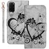 Auslbin Cover per Samsung Galaxy S20 +/S20 Plus Custodia Libro Protettiva in PU Pelle Portafoglio Cuore Modello per Samsung Galaxy S20 +/Samsung Galaxy S20 Plus(Nero)