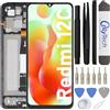 OnlyTech - Schermo LCD Completo con telaio assemblato di Ricambio per Xiaomi Redmi 12C Nero con kit di riparazione 15 Strumenti