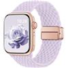 Yoohoo Cinturini Compatibile con Apple Watch 49mm 46mm 45mm 44mm 42mm 41mm 40mm 38mm, Magnetico Nylon Solo Loop per iWatch 11 10 9 8 7 6 5 4 3 2 1 Ultra SE 3 2 1, Cinturino Intrecciato Elastico