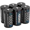 ABSINA 6x Pile ricaricabili C Baby LR14 5000 con bassa autoscarica - Pile LR14 ricaricabili C NiMH con 1,2V & al menos 4500mAh