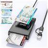 ROCKETEK Lettore CIE 3.0 Carta d'Identità e Tessera Sanitaria,USB-A + USB-C Lettore Smart Card Firma Digitale,Lettore Carta Identita Elettronica Contatto e Contactless CIE/CRS/CNS Smart Card NFC per Windows