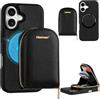 Hanman Custodia Portafoglio Magnetico per Uomo Compatibile con iPhone 17,Pelle PU Elegante,4 Slot Carte,Protezione RFID e Design Modulare-Nero