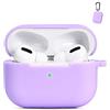 AKABEILA Cover AirPods Pro Silicone, Custodia AirPods Pro in Silicone, Compatibile con Apple AirPods Pro Cover Custodia Protettiva Air Pods Pro [LED Frontale Visibile] Moschettone Protettiva, Viola