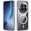 Fhyeugfy Cover per Honor Magic 8 Pro Cover,Magnetica Anti-Caduta Silicone PC Hard Coque, Custodia Trasparente Posteriore Cover Sottile Antiurto Non Ingiallimento