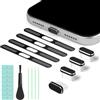 AOOSU 5 Pezzi Kit Tappi Antipolvere, 4 Tappi Antipolvere USB C e 4 Adesivi Antipolvere per Altoparlanti, Porta di Ricarica Spina Antipolvere per iPhone 17/16/15 Serie Samsung OnePlus Xiaomi