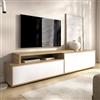 Dmora Mobile Porta TV Spettinato 40x185x47h cm Bianco Modulabile 5 Ripiani, 3 Ante