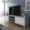 Dmora Mobile Porta TV Agulhas 180x40x49h cm Grigio Cemento Cassetti Un Ripiano, 2 Ante